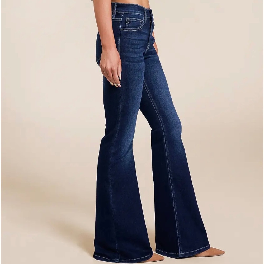 KanCan Flare Estilo Jeans Size 9/28 Dark Wash Mid Rise Western Cowgirl Festival